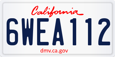 CA license plate 6WEA112
