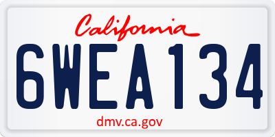 CA license plate 6WEA134