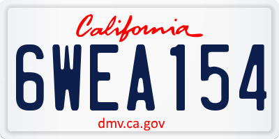 CA license plate 6WEA154