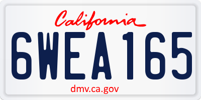 CA license plate 6WEA165