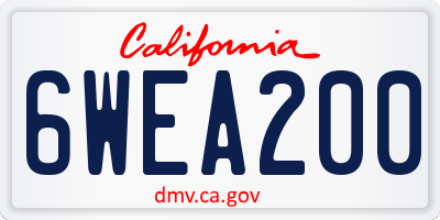 CA license plate 6WEA200