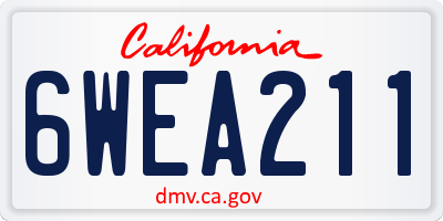 CA license plate 6WEA211