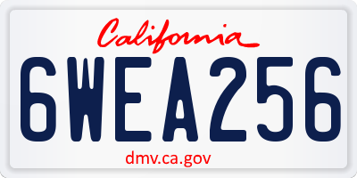 CA license plate 6WEA256