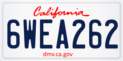 CA license plate 6WEA262