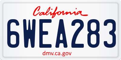 CA license plate 6WEA283