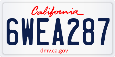 CA license plate 6WEA287