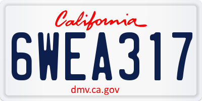 CA license plate 6WEA317