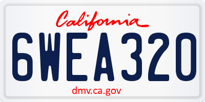 CA license plate 6WEA320