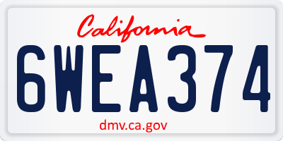CA license plate 6WEA374