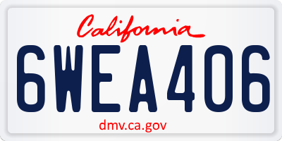 CA license plate 6WEA406