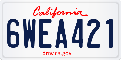 CA license plate 6WEA421