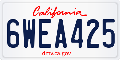 CA license plate 6WEA425