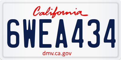 CA license plate 6WEA434