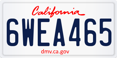 CA license plate 6WEA465