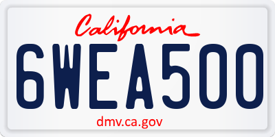 CA license plate 6WEA500