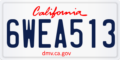 CA license plate 6WEA513