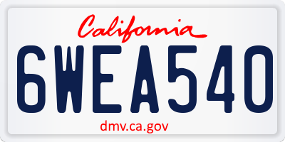 CA license plate 6WEA540