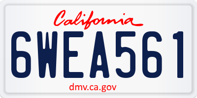 CA license plate 6WEA561