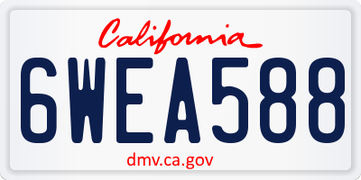CA license plate 6WEA588