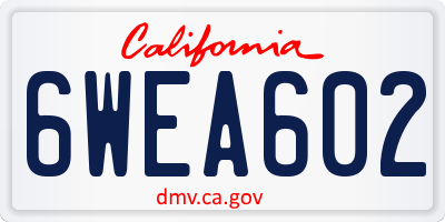 CA license plate 6WEA602