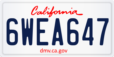 CA license plate 6WEA647