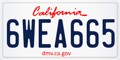CA license plate 6WEA665