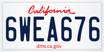 CA license plate 6WEA676
