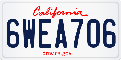 CA license plate 6WEA706