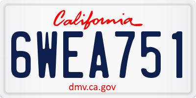 CA license plate 6WEA751