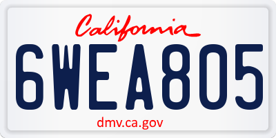 CA license plate 6WEA805