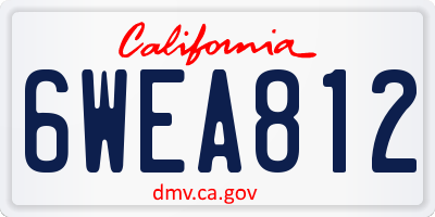 CA license plate 6WEA812