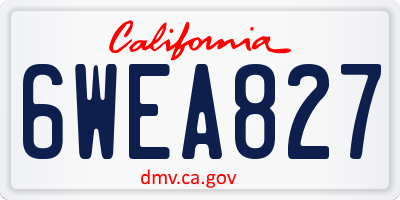 CA license plate 6WEA827