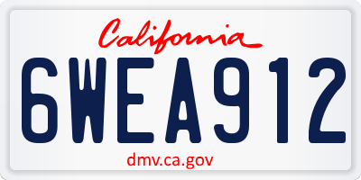 CA license plate 6WEA912