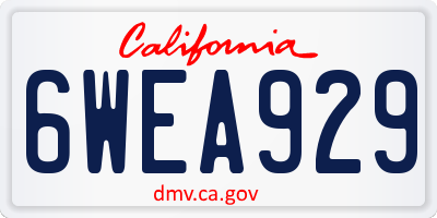 CA license plate 6WEA929