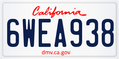 CA license plate 6WEA938