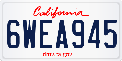 CA license plate 6WEA945