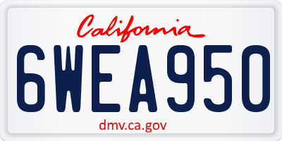 CA license plate 6WEA950