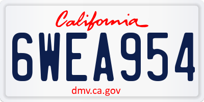 CA license plate 6WEA954