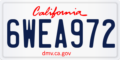 CA license plate 6WEA972