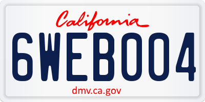 CA license plate 6WEB004