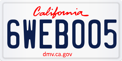 CA license plate 6WEB005