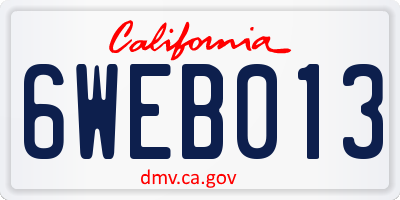 CA license plate 6WEB013