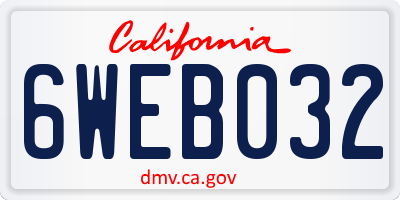 CA license plate 6WEB032