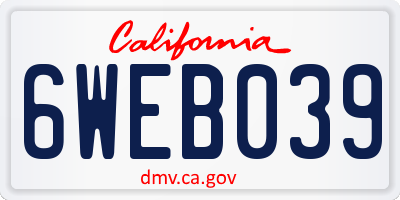 CA license plate 6WEB039
