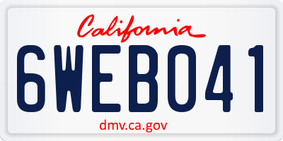 CA license plate 6WEB041
