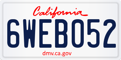 CA license plate 6WEB052