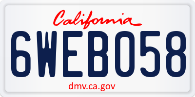 CA license plate 6WEB058