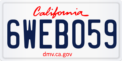 CA license plate 6WEB059