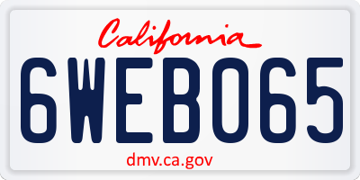 CA license plate 6WEB065