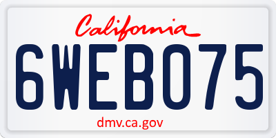 CA license plate 6WEB075